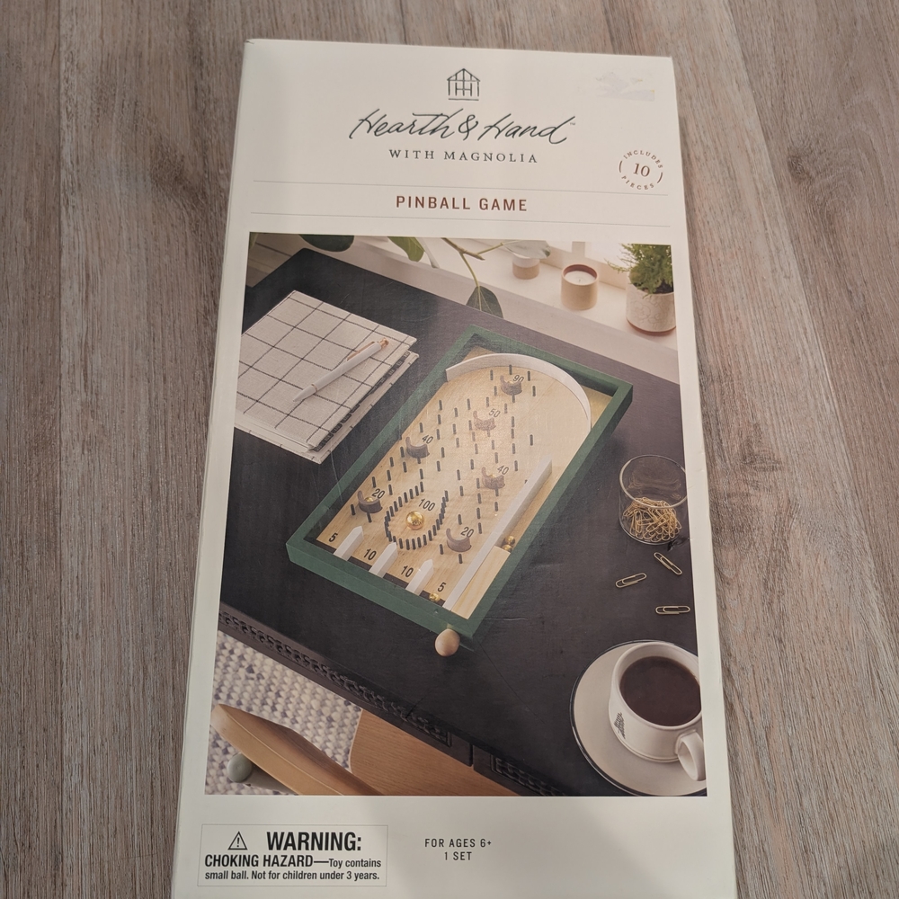 Hearth & Hand Green and Natural Wood Pinball Game